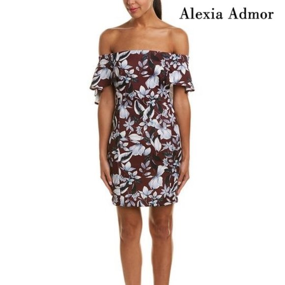 Alexia Admor Off The Shoulder Floral Sheath Dress. * Size 10 * - Picture 1 of 6
